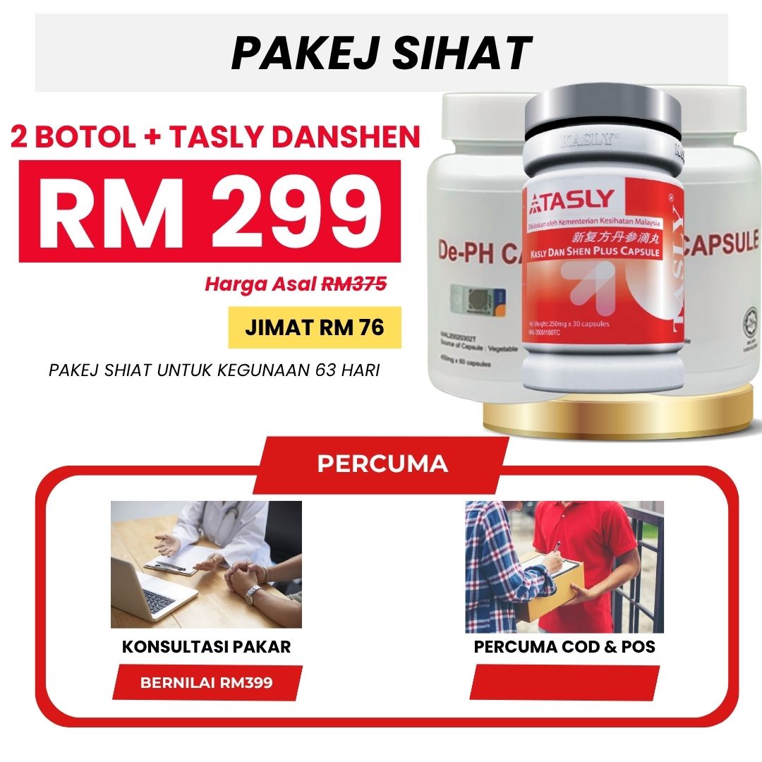Pakej Sihat 2 Botol De-PH Capsule + 1 Botol Tasly Danshen